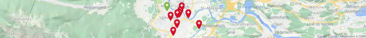 Kartenansicht für Apotheken-Notdienste in der Nähe von Villach (Stadt) (Kärnten)